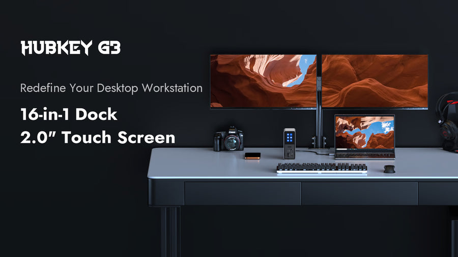 HubKey: 16-in-1 Dual 4K Docking Station with 2" Touchscreen